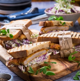 Pork Tenderloin Schnitzel (Snitty) Sandwich with Slaw