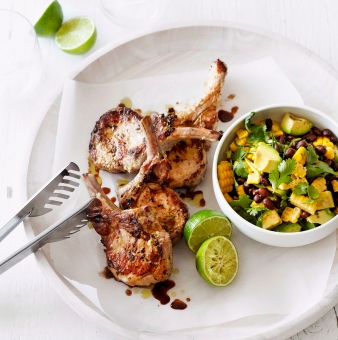 JERK-STYLE PORK WITH CORN, BLACK BEANS AND AVOCADO