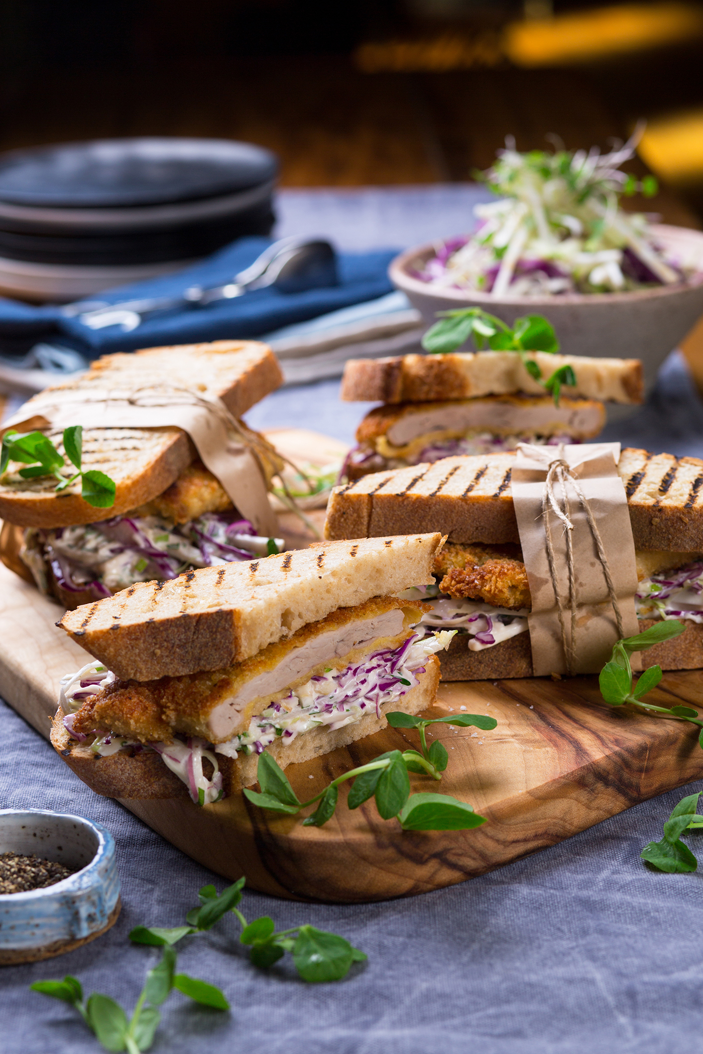 Pork Tenderloin Schnitzel (Snitty) Sandwich with Slaw